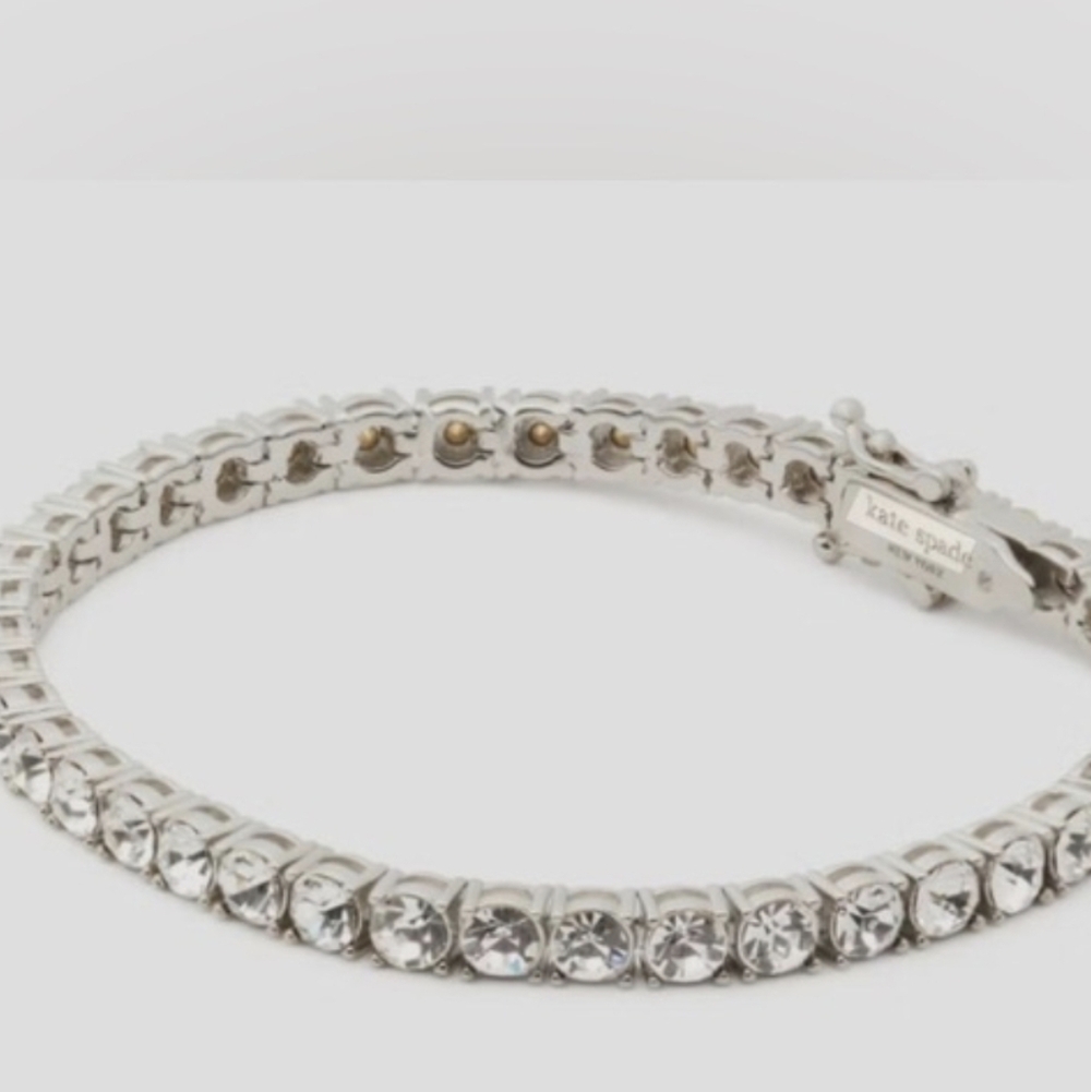 Kate Spade Silver Tone Crystal Tennis Bracelet NWT 7.25"